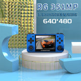 RG351MP RK3326 ポータブルゲーム機 アルミニウム合金二人対戦対応 3Dジョイスティック 3.5インチOCAフル IPSスクリーン OpenSourceLinux システム搭載 3500mAh 64G (Blue)
